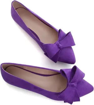 Dear Time Women's Bowknot Flats Shoes Elegant Ballet Dressy Shoes Slip-On Loafers for Work Flats