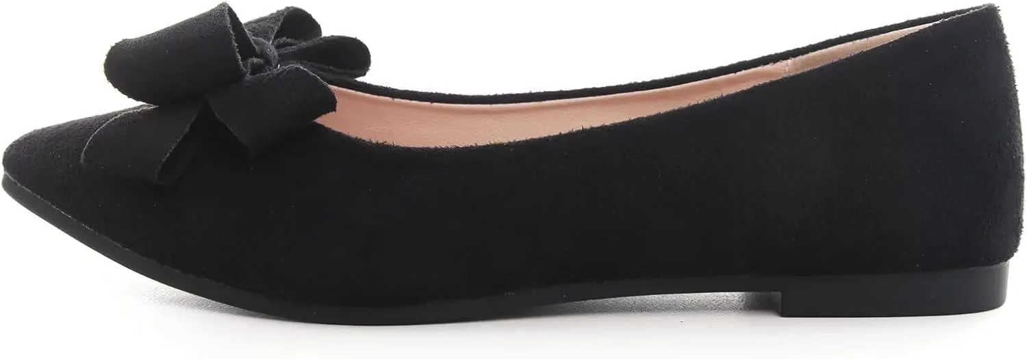 Dear Time Women's Bowknot Flats Shoes Elegant Ballet Dressy Shoes Slip-On Loafers for Work Flats