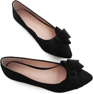Dear Time Women's Bowknot Flats Shoes Elegant Ballet Dressy Shoes Slip-On Loafers for Work Flats
