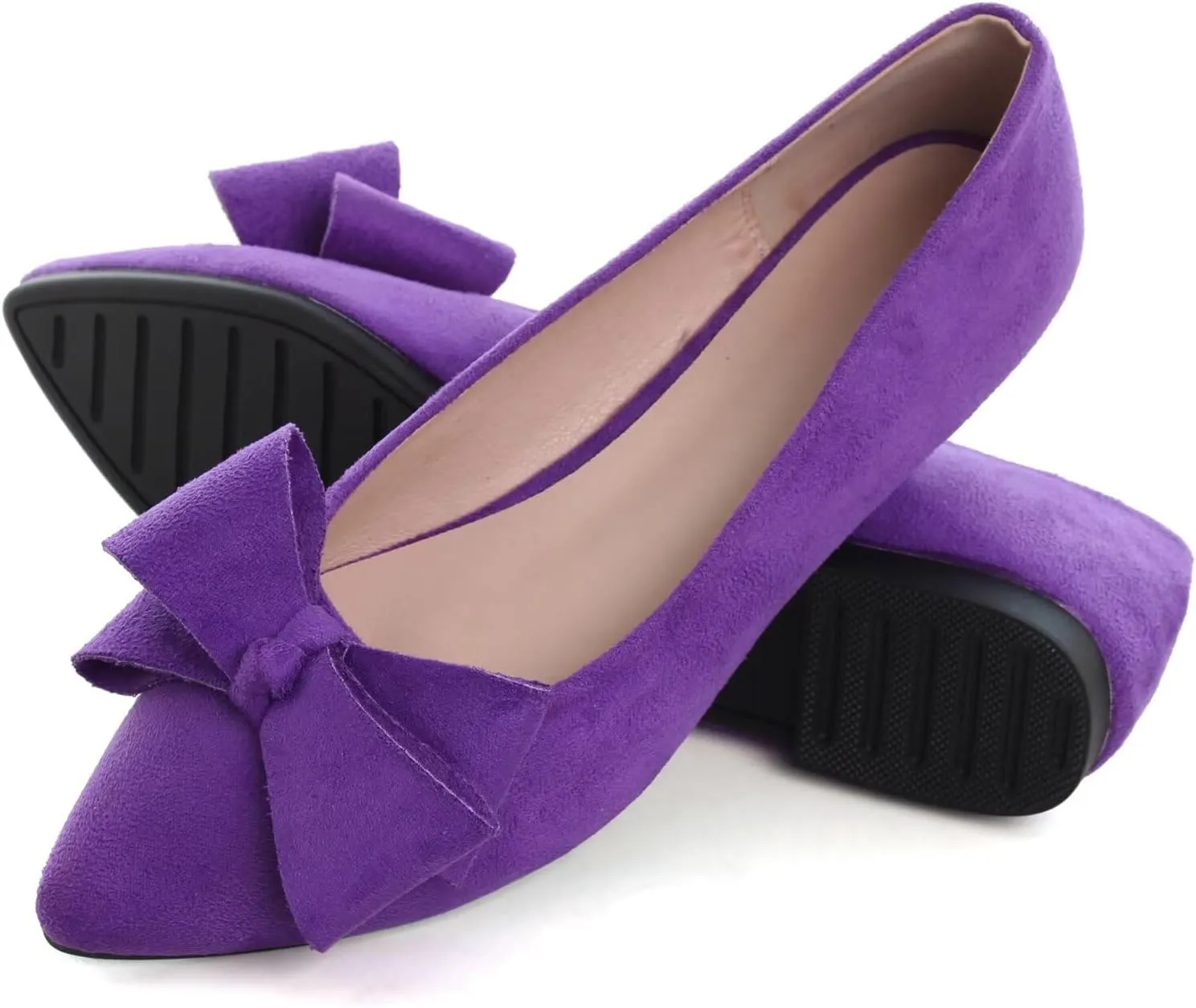 Dear Time Women's Bowknot Flats Shoes Elegant Ballet Dressy Shoes Slip-On Loafers for Work Flats