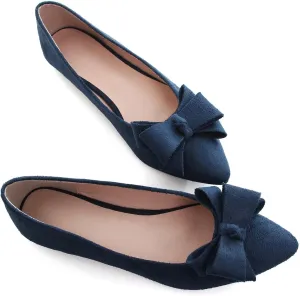 Dear Time Women's Bowknot Flats Shoes Elegant Ballet Dressy Shoes Slip-On Loafers for Work Flats