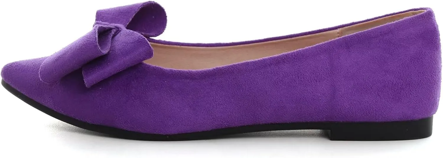 Dear Time Women's Bowknot Flats Shoes Elegant Ballet Dressy Shoes Slip-On Loafers for Work Flats