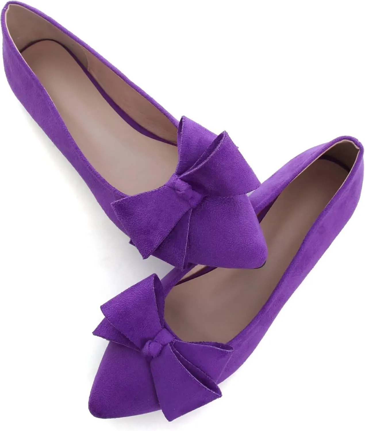 Dear Time Women's Bowknot Flats Shoes Elegant Ballet Dressy Shoes Slip-On Loafers for Work Flats
