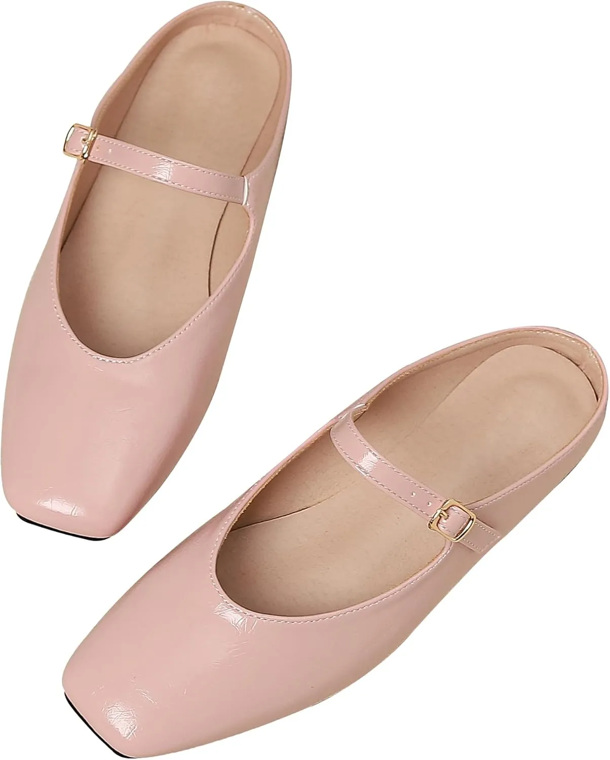 Dear Time Women's Mules Dress Square Toe Flats Backless Slip On Slides Mary Jane Mules Loafer Shoes
