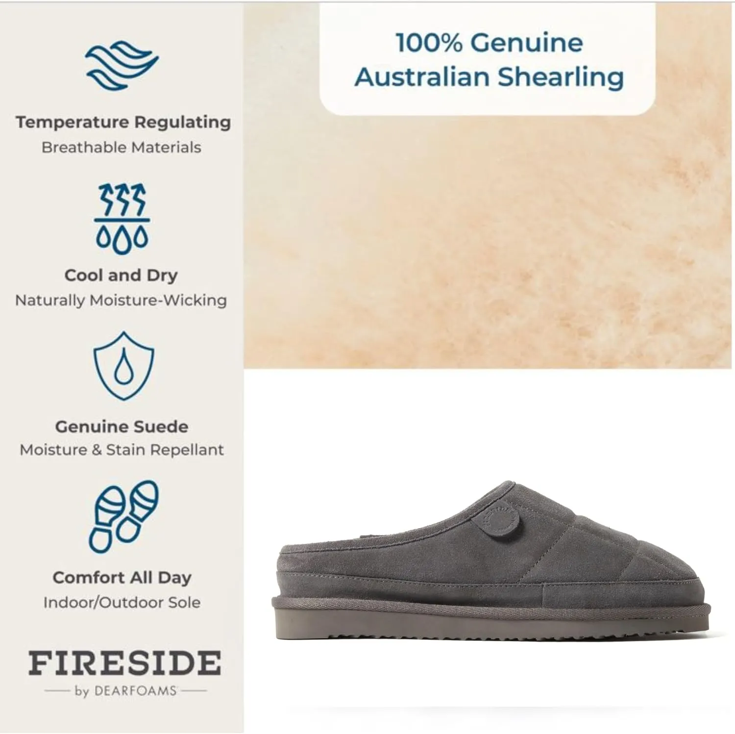 Dearfoams Men's Grafton Shearling Indoor/Outdoor Clog Slipper