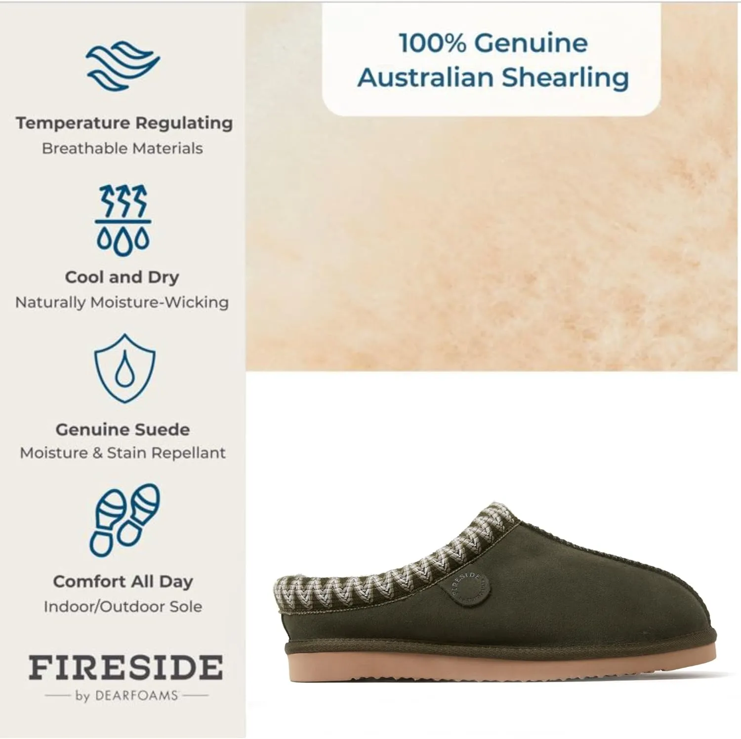 Dearfoams Men's Grafton Shearling Indoor/Outdoor Clog Slipper