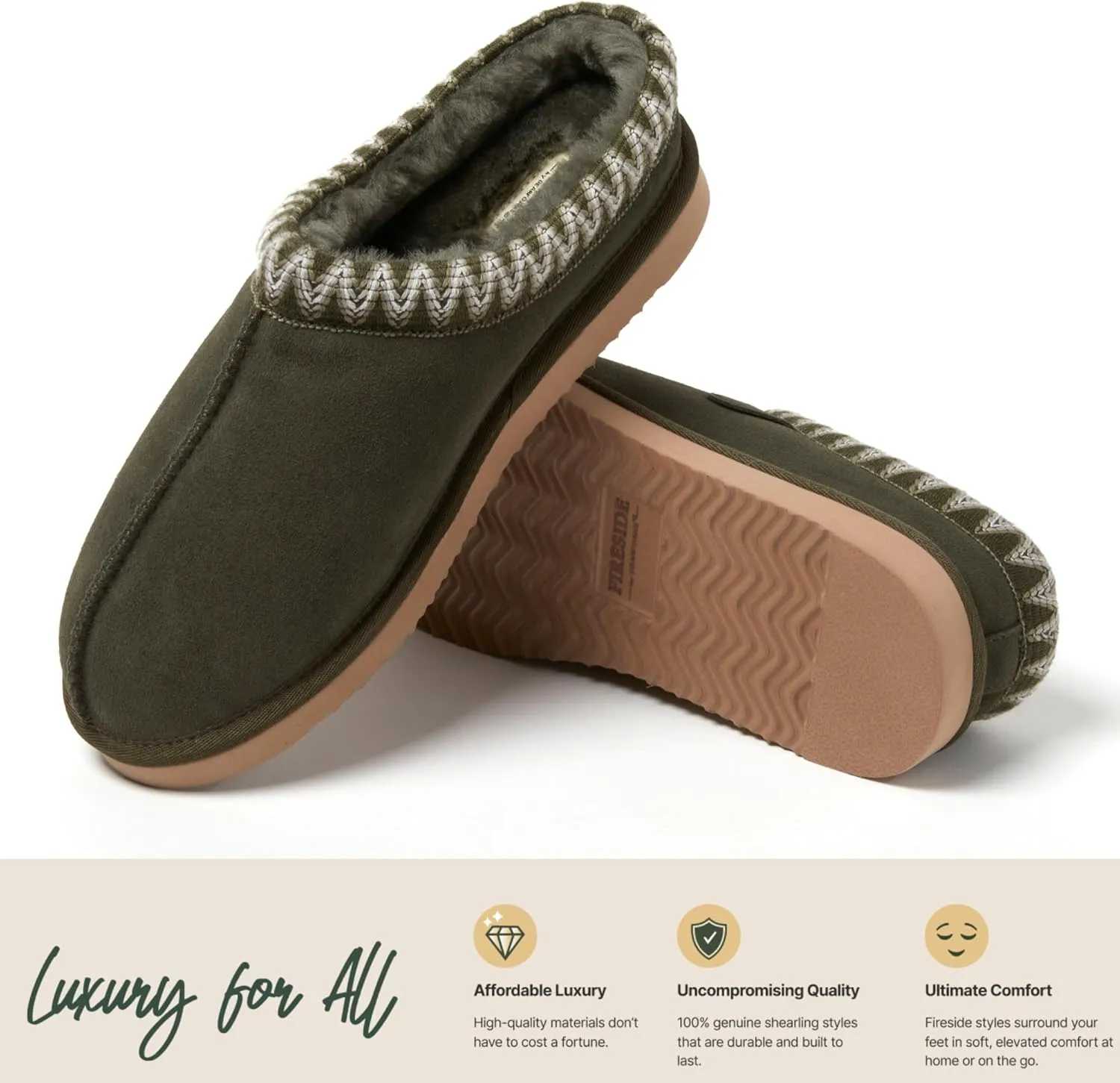 Dearfoams Men's Grafton Shearling Indoor/Outdoor Clog Slipper