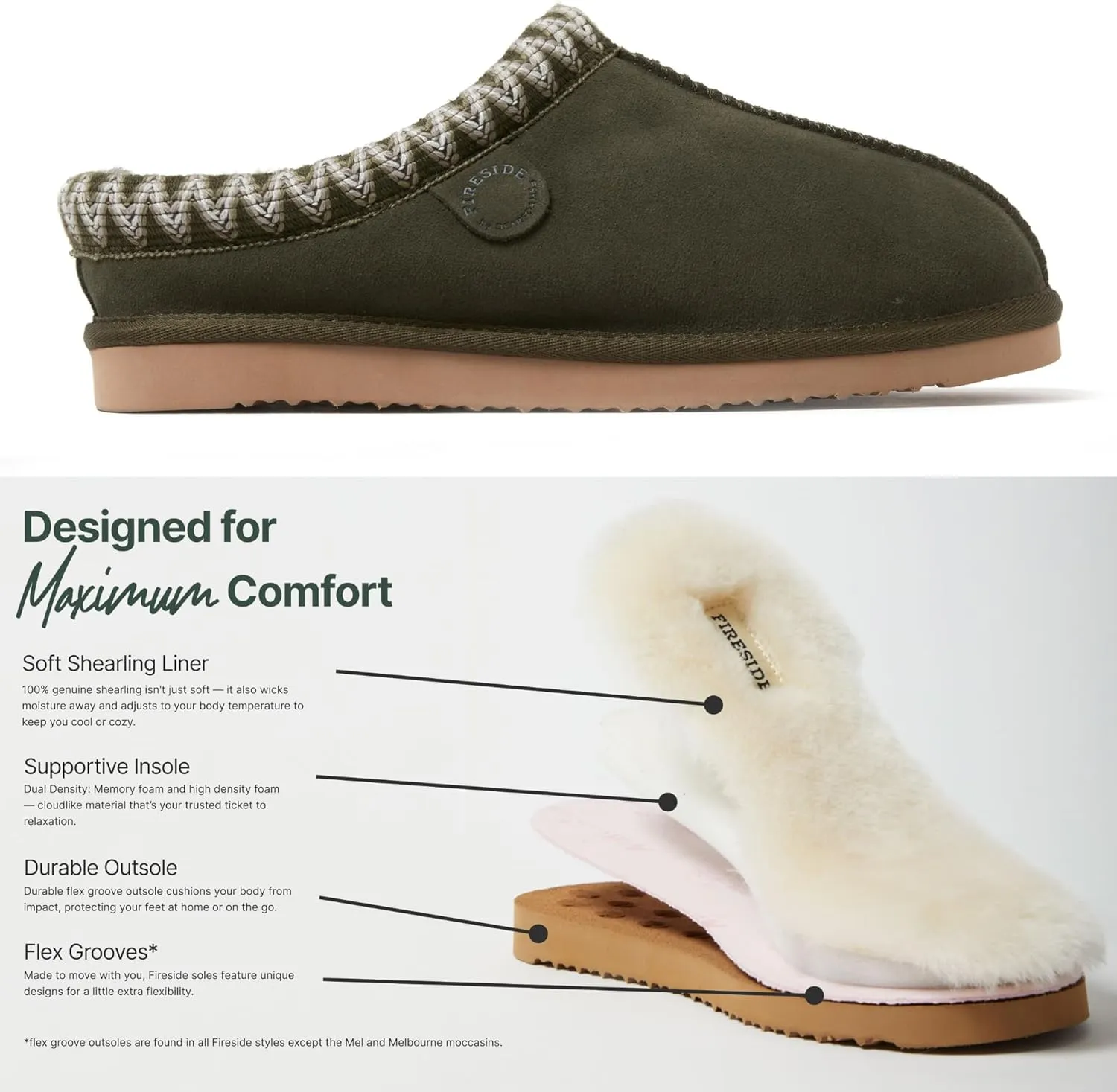 Dearfoams Men's Grafton Shearling Indoor/Outdoor Clog Slipper