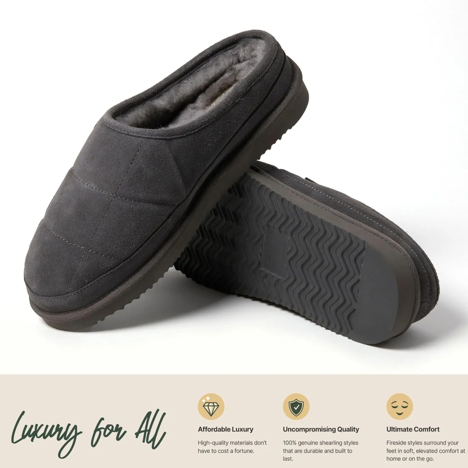 Dearfoams Men's Grafton Shearling Indoor/Outdoor Clog Slipper