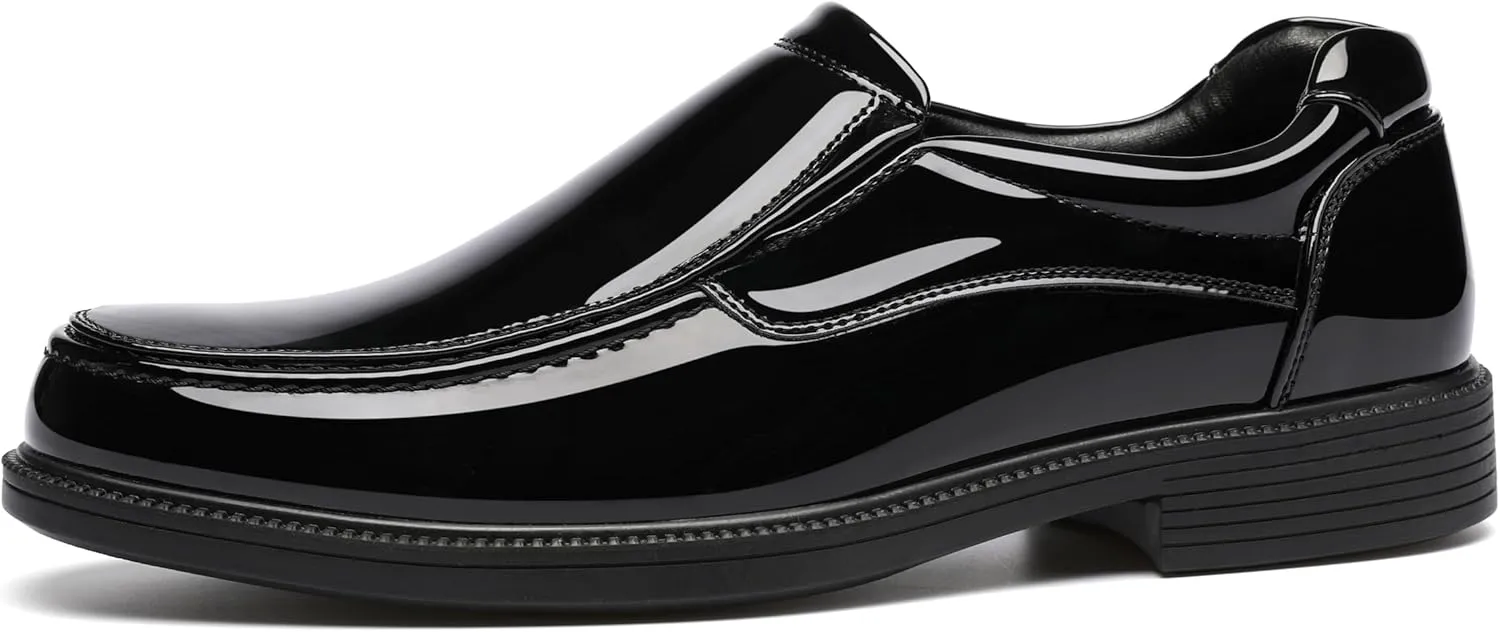 DECARSDZ Mens Faux Patent Leather Tuxedo Classic Formal Loafers Dress Shoes