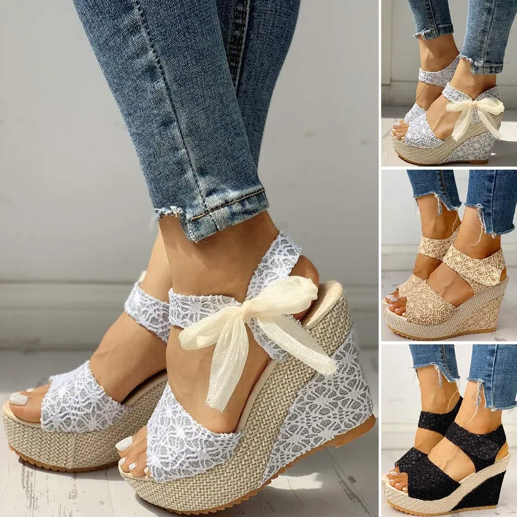 Dheva-C Platform Sandals Women Fashion Wedge Sandals Wedges Sandals Platform Casual Summer High Beach Outdoor Heels Open Toe Espadrilles Sandals Slip on Shoes Women (White-1, 6)