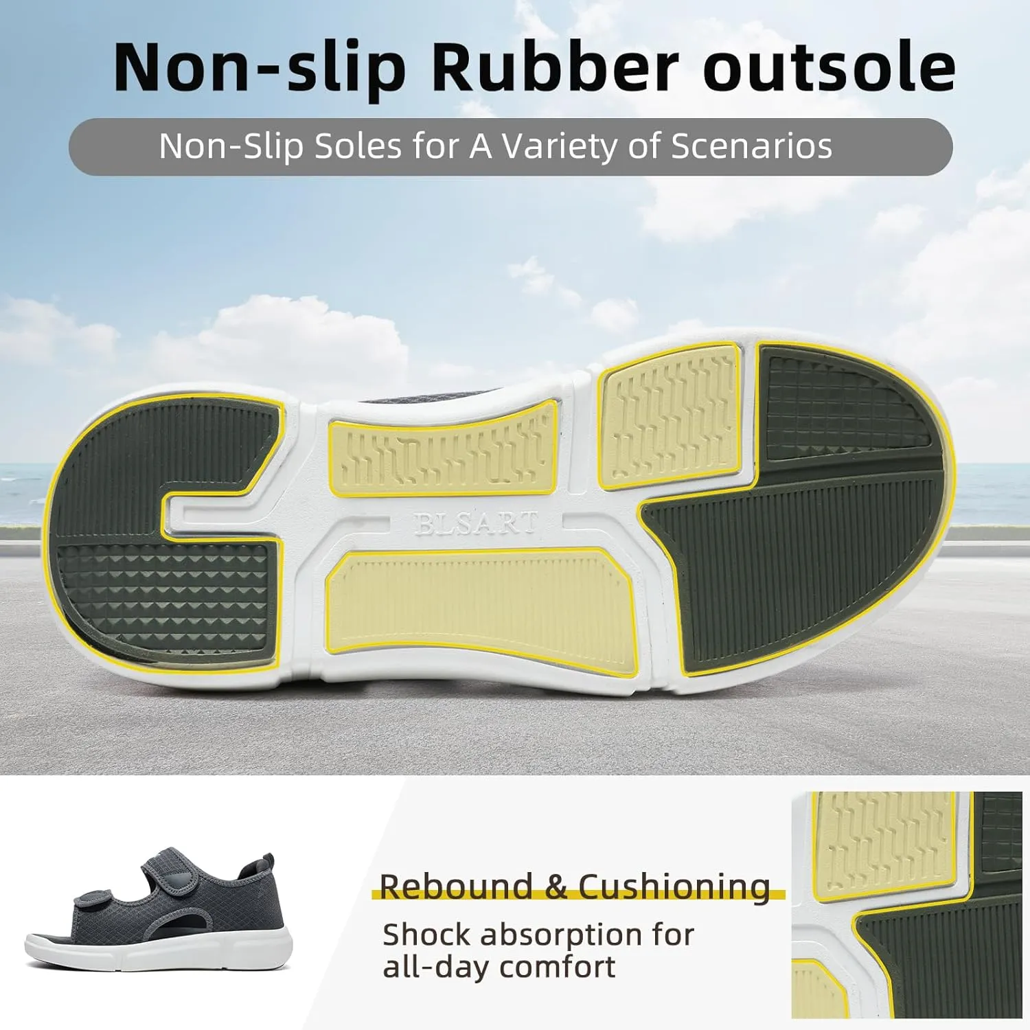 Diabetic Sandals for Men Wide Toe Swollen Feet Adjustable for Foot Pain ReliefOpen Toe Casual Athletic Sandals for Outdoor Beach Travel Summer