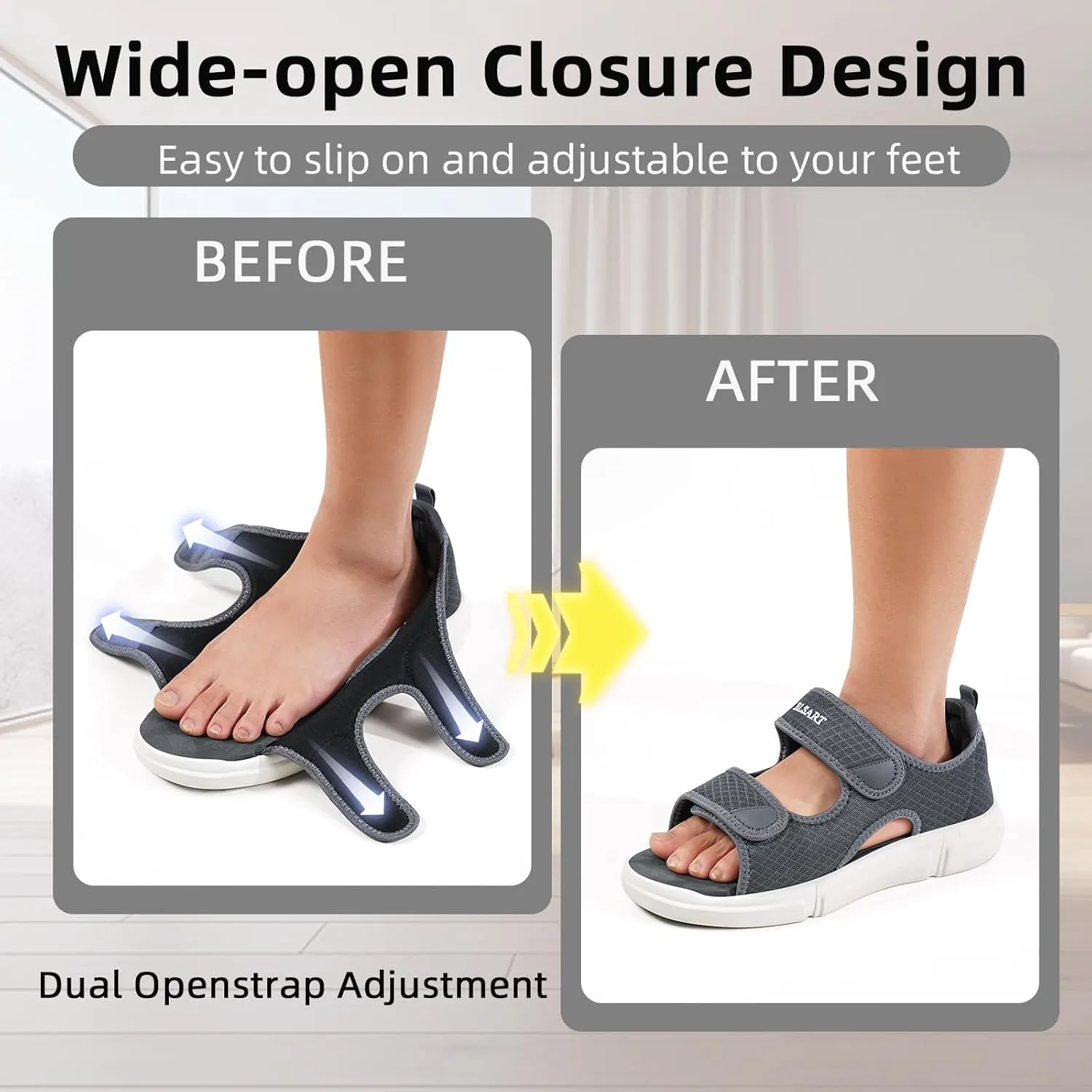 Diabetic Sandals for Men Wide Toe Swollen Feet Adjustable for Foot Pain ReliefOpen Toe Casual Athletic Sandals for Outdoor Beach Travel Summer