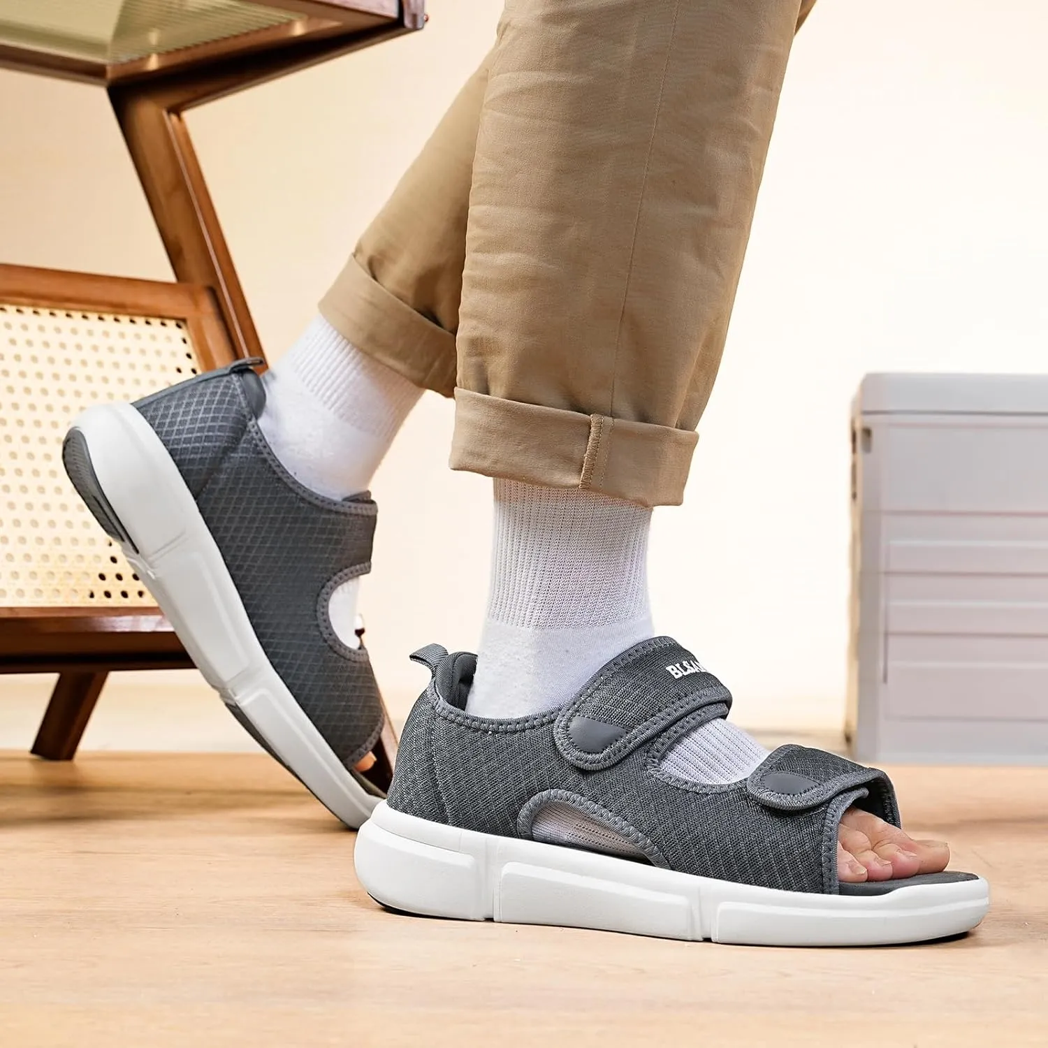 Diabetic Sandals for Men Wide Toe Swollen Feet Adjustable for Foot Pain ReliefOpen Toe Casual Athletic Sandals for Outdoor Beach Travel Summer