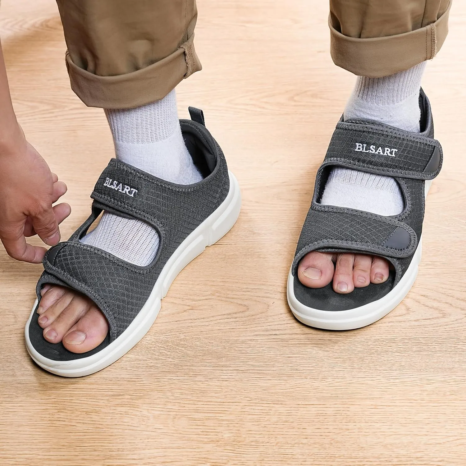 Diabetic Sandals for Men Wide Toe Swollen Feet Adjustable for Foot Pain ReliefOpen Toe Casual Athletic Sandals for Outdoor Beach Travel Summer
