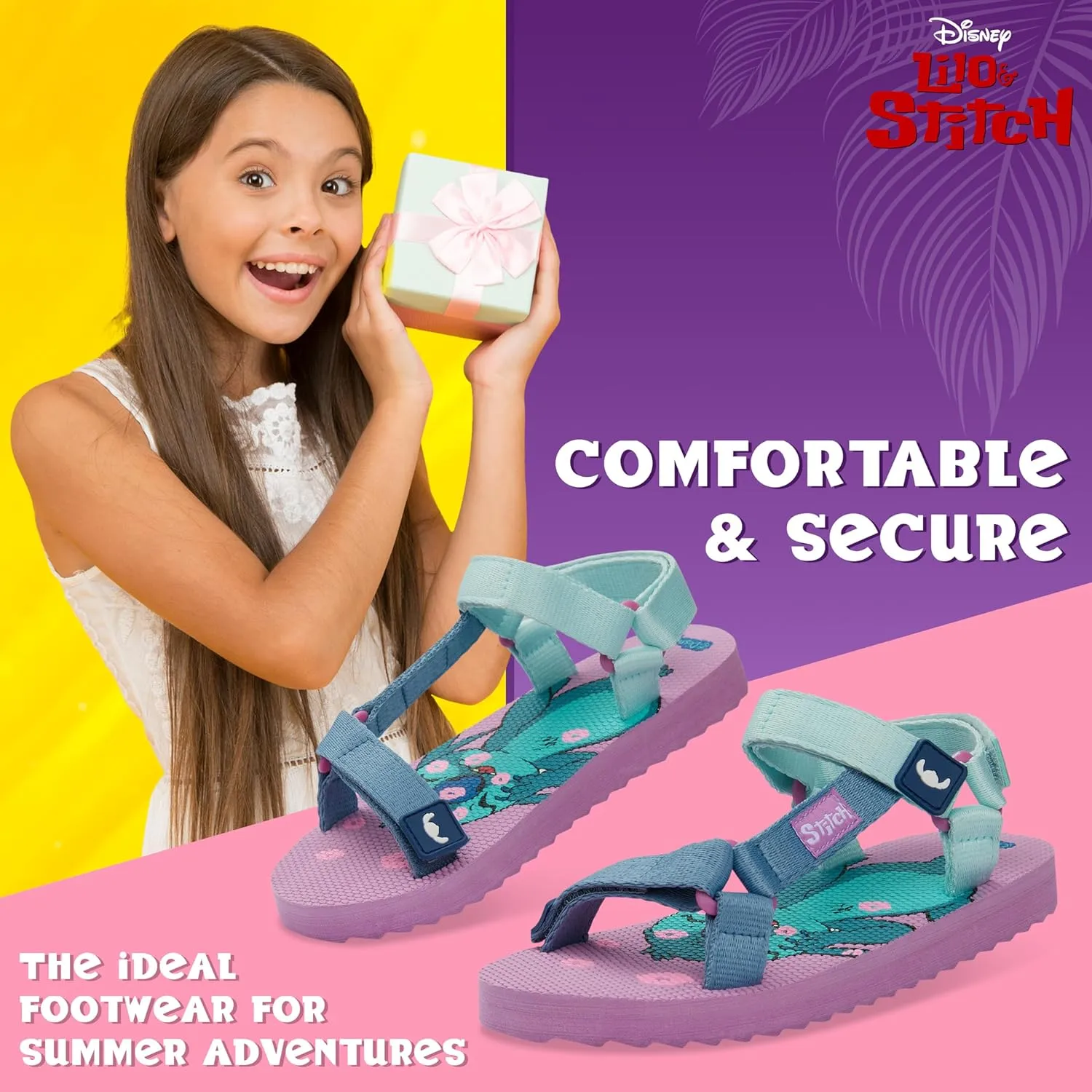 Disney Stitch Girls Sandals, Summer Shoes with Adjustable Straps - Stitch Gifts