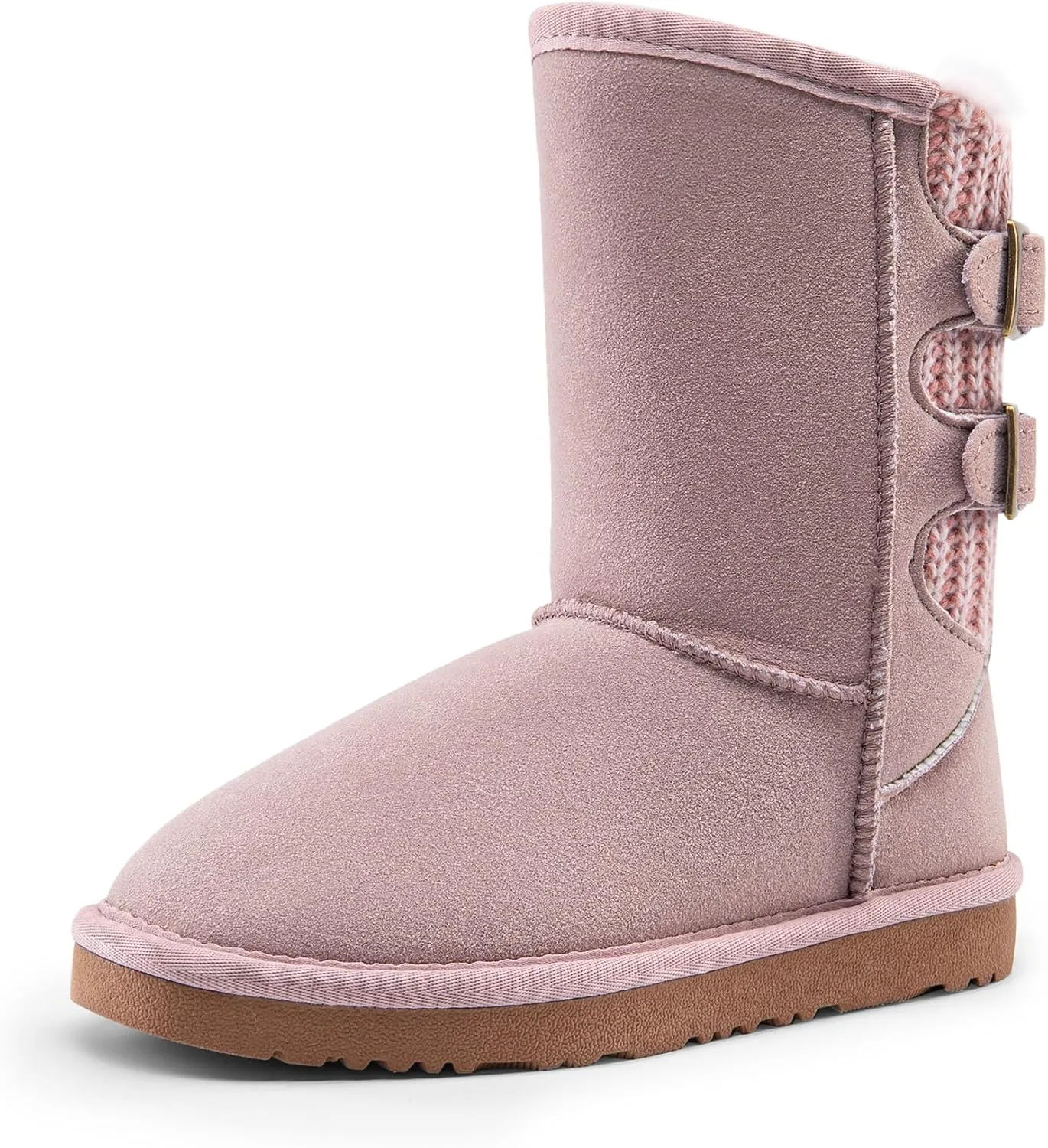DREAM PAIRS Girls Boys Winter Boots Faux Fur Lined Mid Calf Kids Snow Tall Shoes FuzzyChic Kid's Buckle for Little Kid/Big Kid