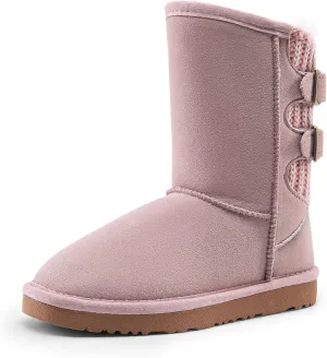 DREAM PAIRS Girls Boys Winter Boots Faux Fur Lined Mid Calf Kids Snow Tall Shoes FuzzyChic Kid's Buckle for Little Kid/Big Kid