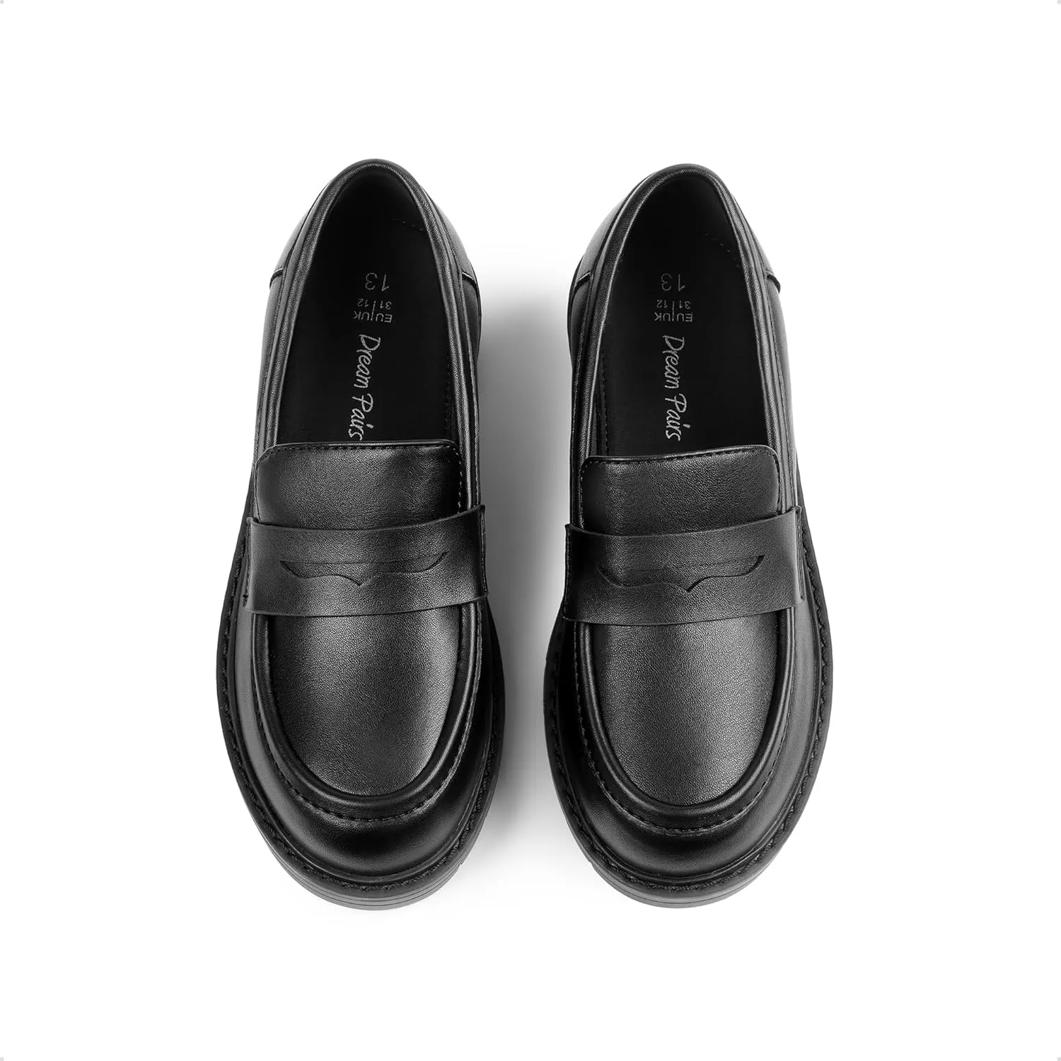 DREAM PAIRS Girls Loafers Chunky Platform Penny Loafers School Uniform Slip On Dress Shoes