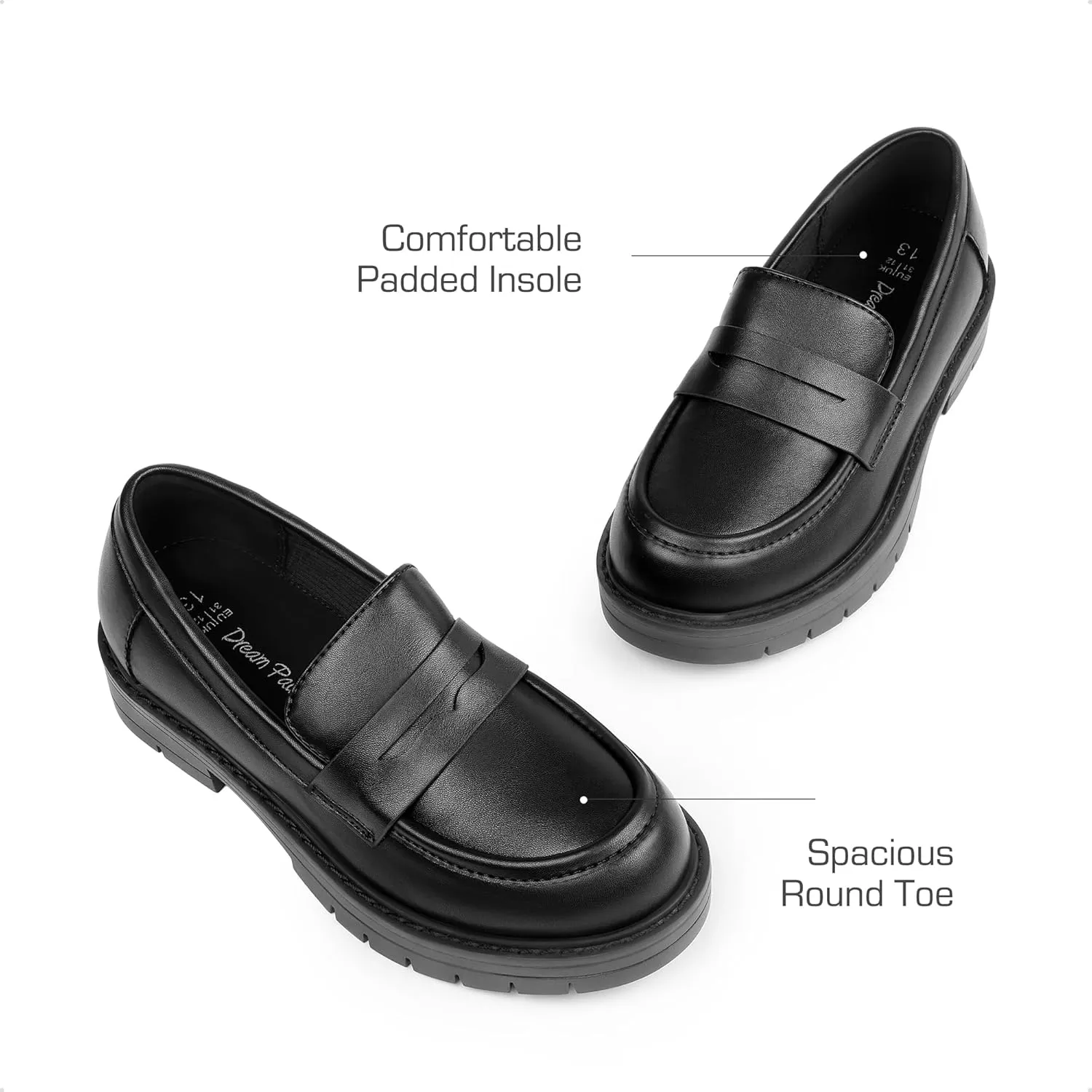 DREAM PAIRS Girls Loafers Chunky Platform Penny Loafers School Uniform Slip On Dress Shoes