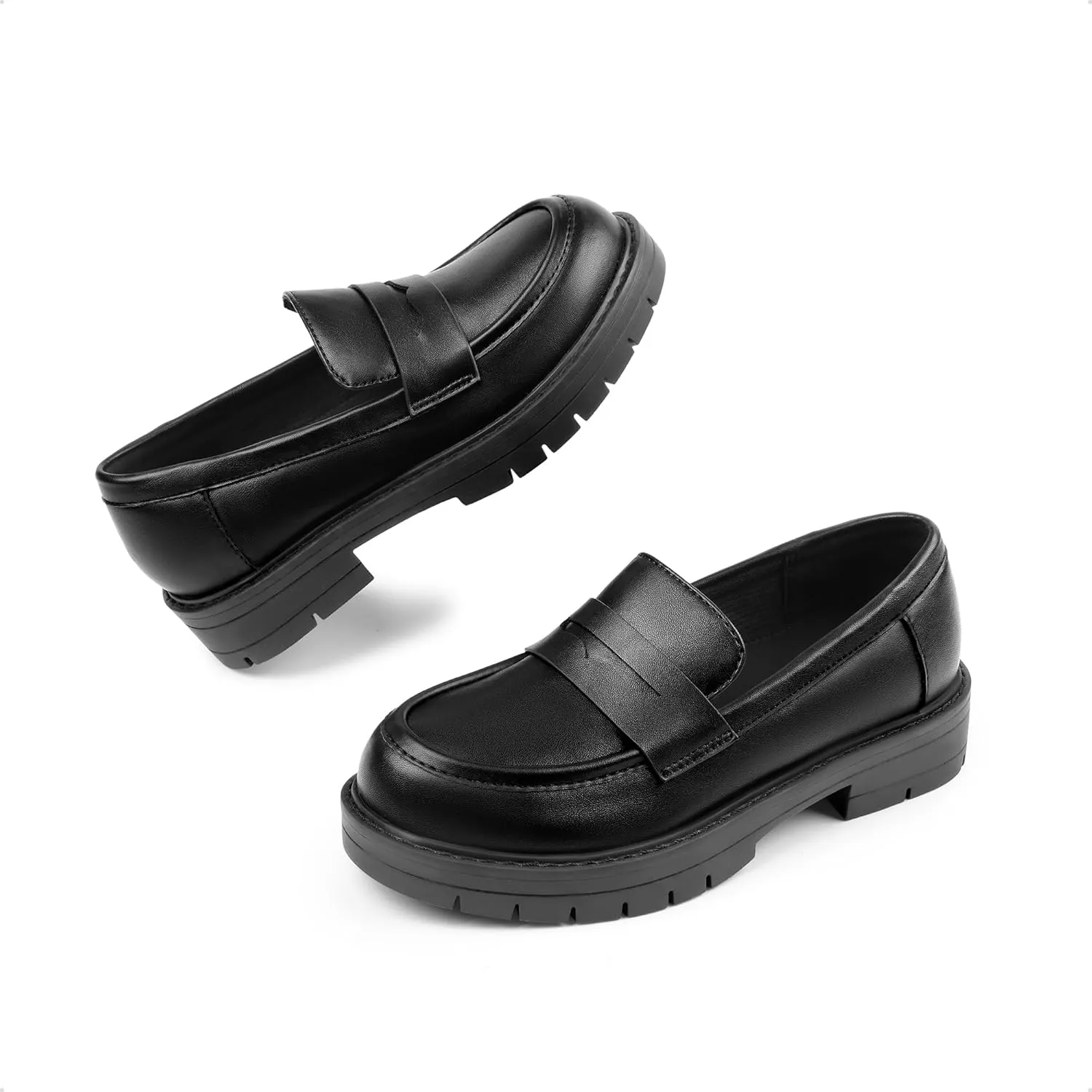 DREAM PAIRS Girls Loafers Chunky Platform Penny Loafers School Uniform Slip On Dress Shoes