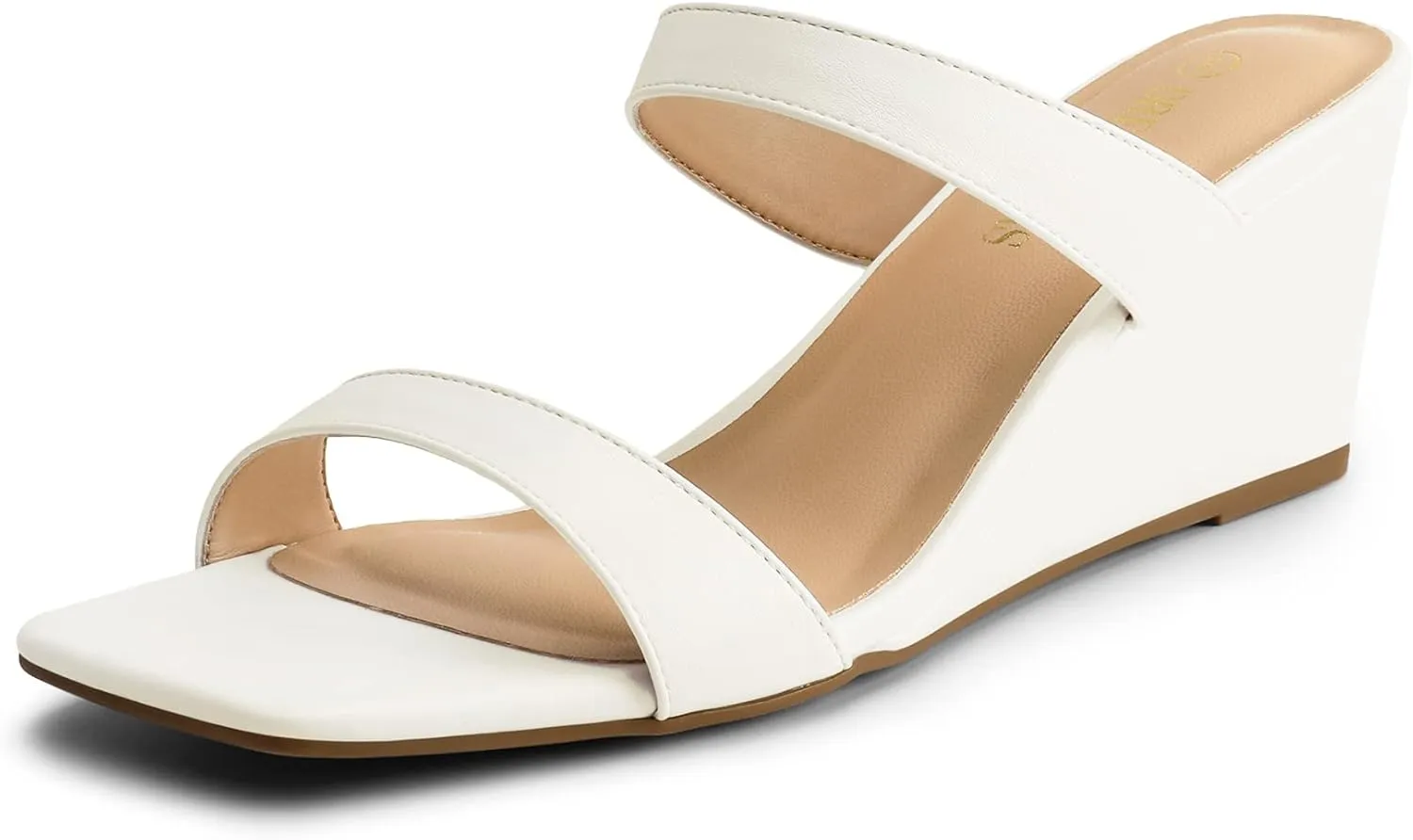 DREAM PAIRS Women Slides Wedge Sandals Square Open Toe Dress Casual Strappy Shoes