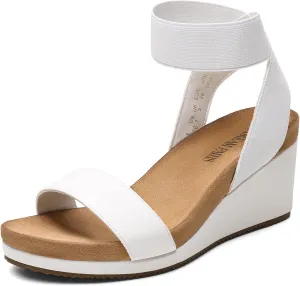 DREAM PAIRS Womens Elastic Ankle Strap Open Toe Platform Wedge Sandals Comfortable Summer Shoes