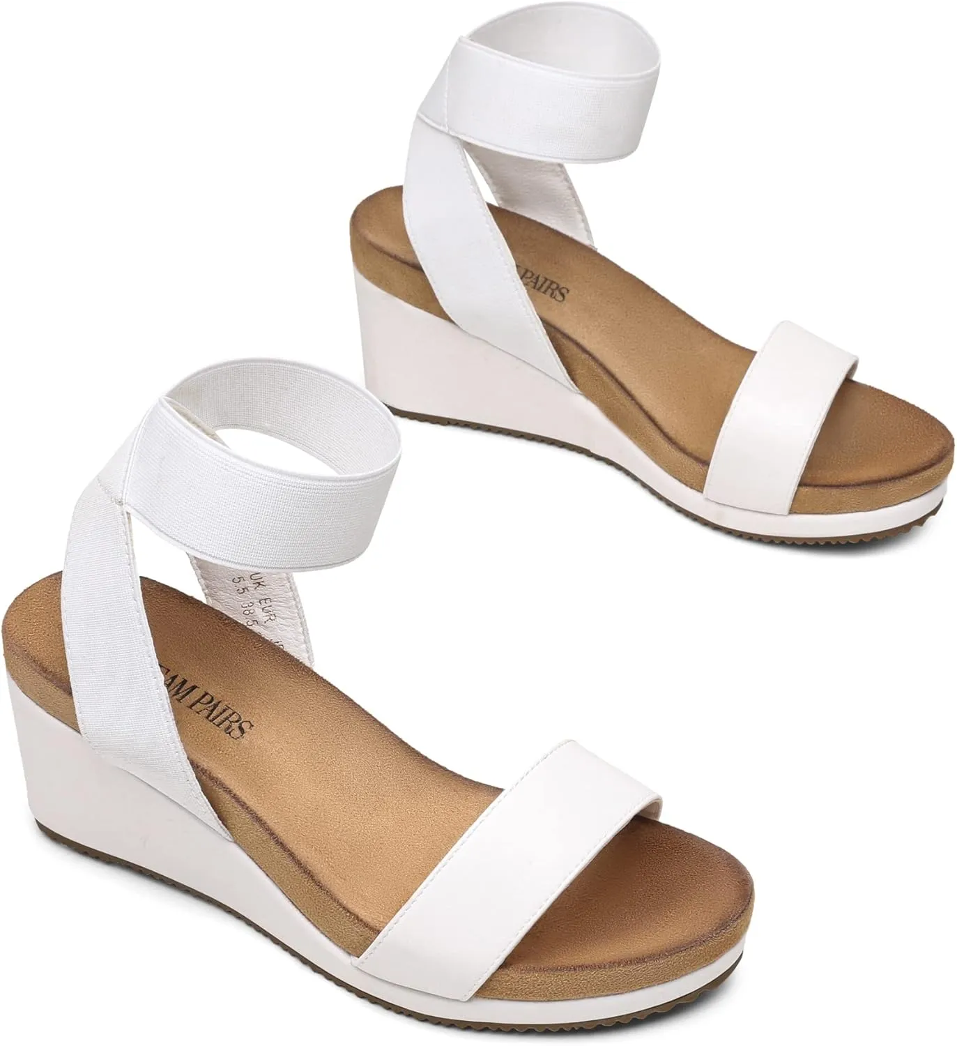 DREAM PAIRS Womens Elastic Ankle Strap Open Toe Platform Wedge Sandals Comfortable Summer Shoes