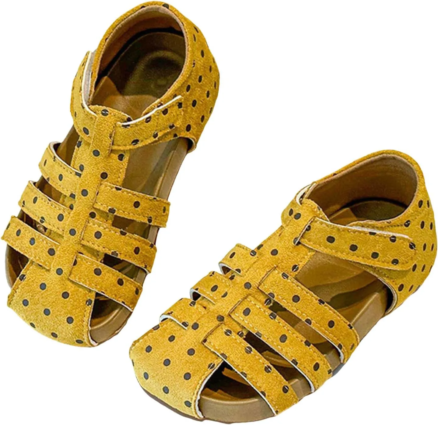 Dress Sandals Ankle Strap Girls Polka Dot Sandals Children's Hollow Breathable Closed Toe Beach Shoes Girls Shoes
