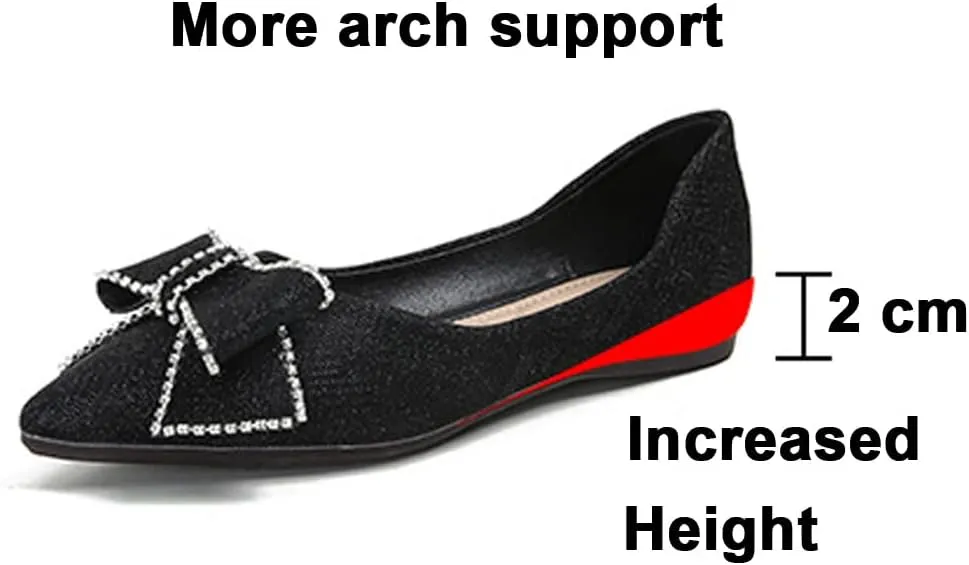 Dressy Flats Sequins Bow-Knot Shoes for Women Pointed Toe Bridal Wedding Shoes Comfortable Loafers Slip-ons