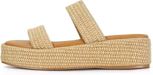 Dsevht Platform Sandals Women Cute Wedge Espadrilles Slip on Summer Beach Raffia Vacation Sandal Comfortable Open Toe Dressy Shoes