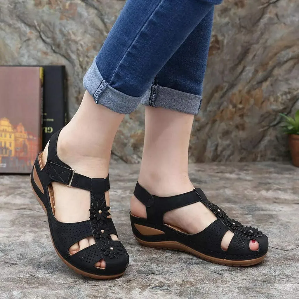 Eduavar Sandals for Women Dressy Summer, Womens Sandals Dressy Hollow Sole Platform Sandals Summer Round Toe Outdoor Shoes