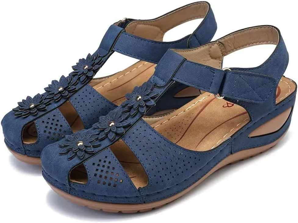 Eduavar Sandals for Women Dressy Summer, Womens Sandals Dressy Hollow Sole Platform Sandals Summer Round Toe Outdoor Shoes