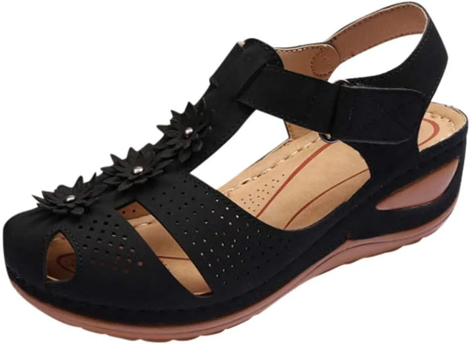 Eduavar Sandals for Women Dressy Summer, Womens Sandals Dressy Hollow Sole Platform Sandals Summer Round Toe Outdoor Shoes