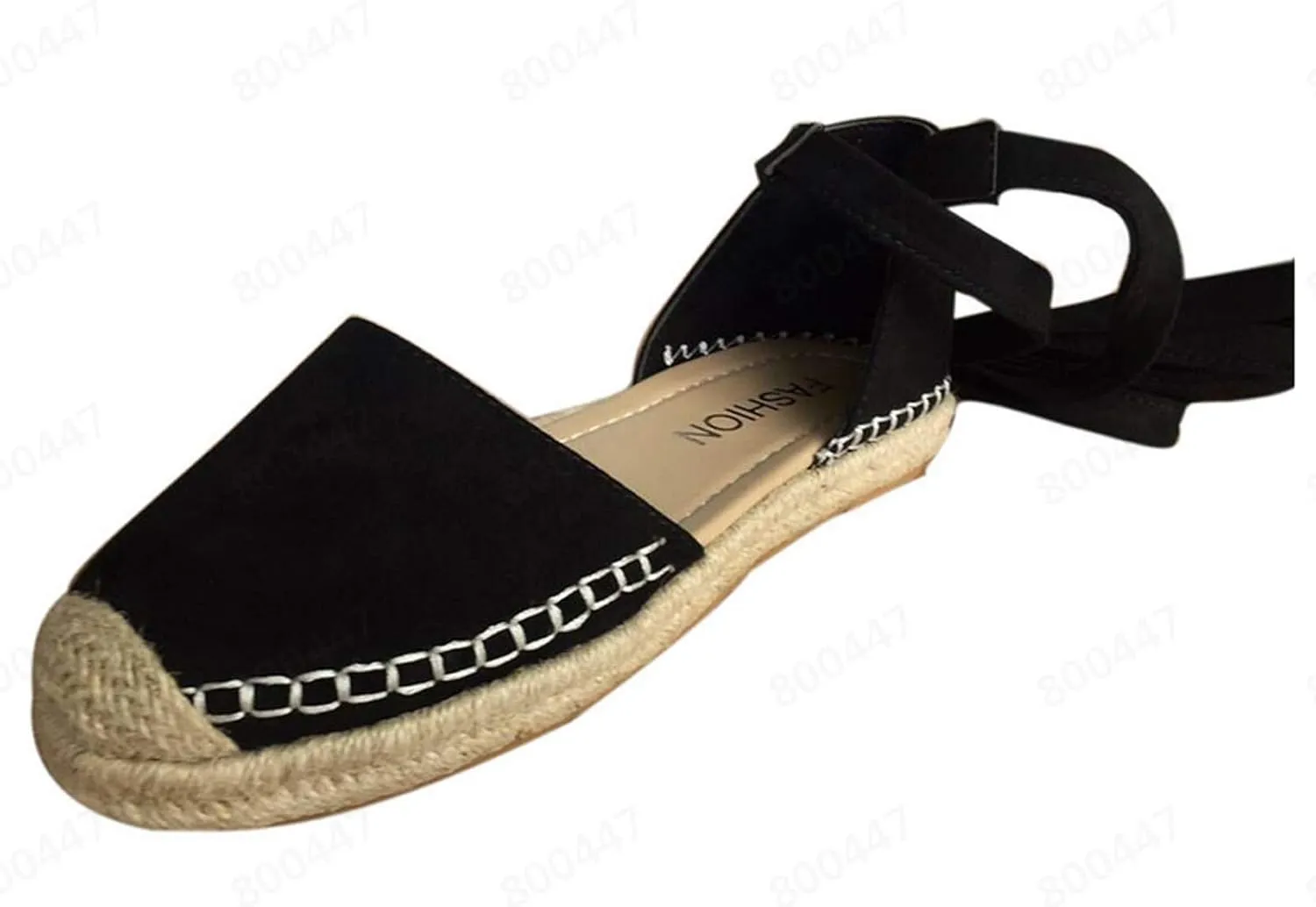 Eduavar Women's Summer Casual Wedge Lace Up Sandals, Black