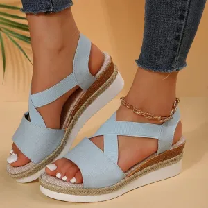 Espadrilles Wedge Sandals for Women,Open Toe Sandals Women Summer Dressy 2025 Comfortable Low Wedge Sandals Casual Slip On Sandals Strappy Sandals Fashion Platform Wedge Sandals