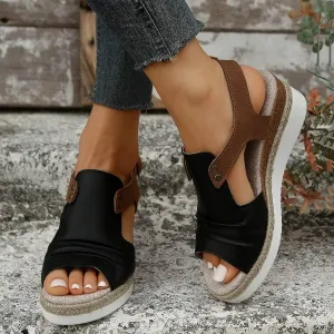 Espadrilles Wedge Sandals for Women,Open Toe Sandals Women Summer Dressy 2025 Comfortable Low Wedge Sandals Casual Slip On Sandals Strappy Sandals Fashion Platform Wedge Sandals
