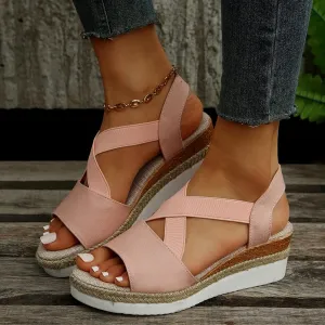 Espadrilles Wedge Sandals for Women,Open Toe Sandals Women Summer Dressy 2025 Comfortable Low Wedge Sandals Casual Slip On Sandals Strappy Sandals Fashion Platform Wedge Sandals