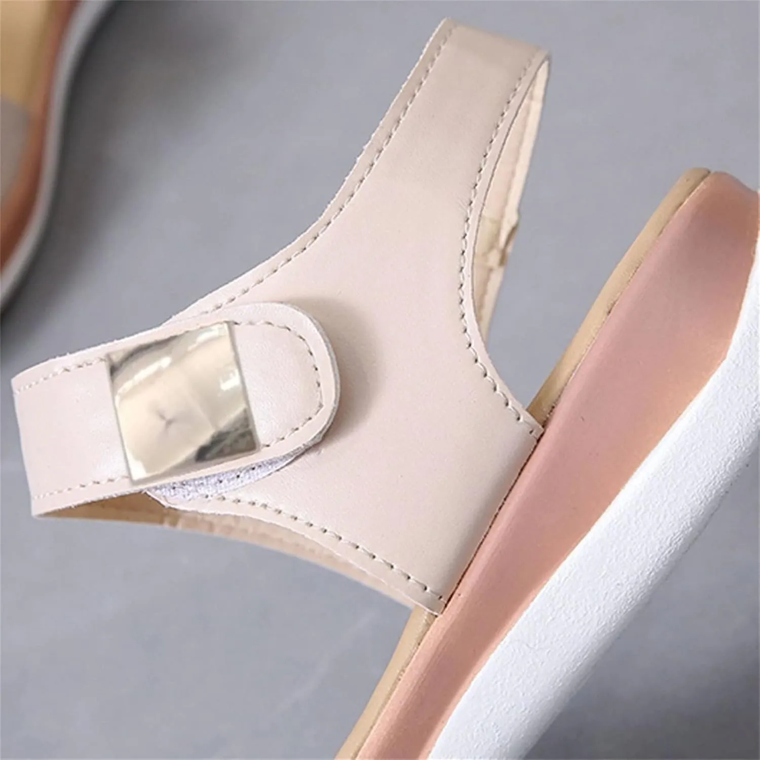 Fashion Summer Women Sandals Flat Thick Bottom Open Toe Hook Loop Solid Color Casual Sandals for Women Dressy Flat