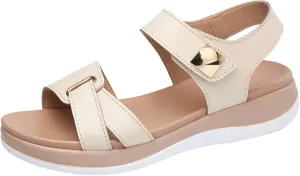 Fashion Summer Women Sandals Flat Thick Bottom Open Toe Hook Loop Solid Color Casual Sandals for Women Dressy Flat