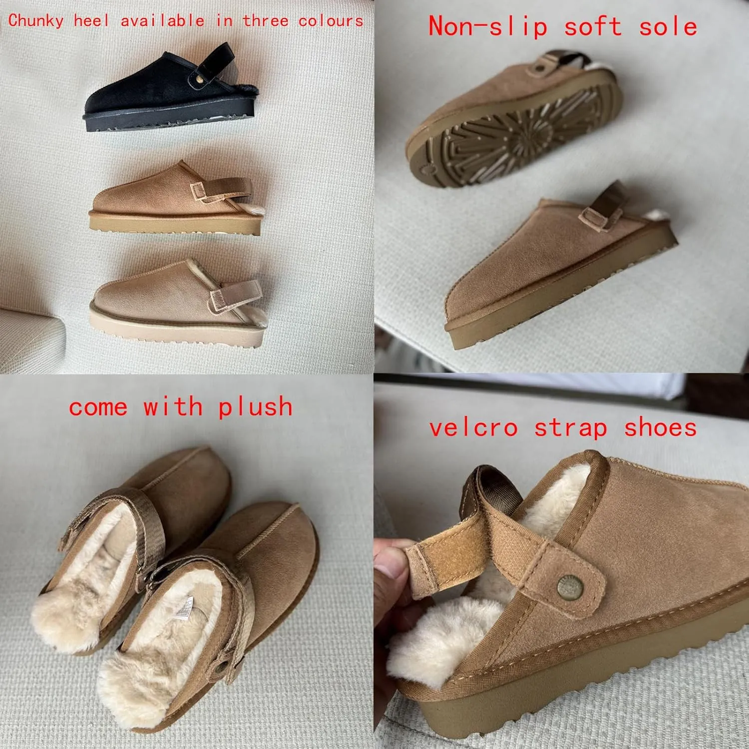 Fashion Women's Clogs Slippers Casual Non Slip Sandals Adjustable Comfort Clogs Sandals Women's Mules and Clogs Warm Outdoor Indoor Use