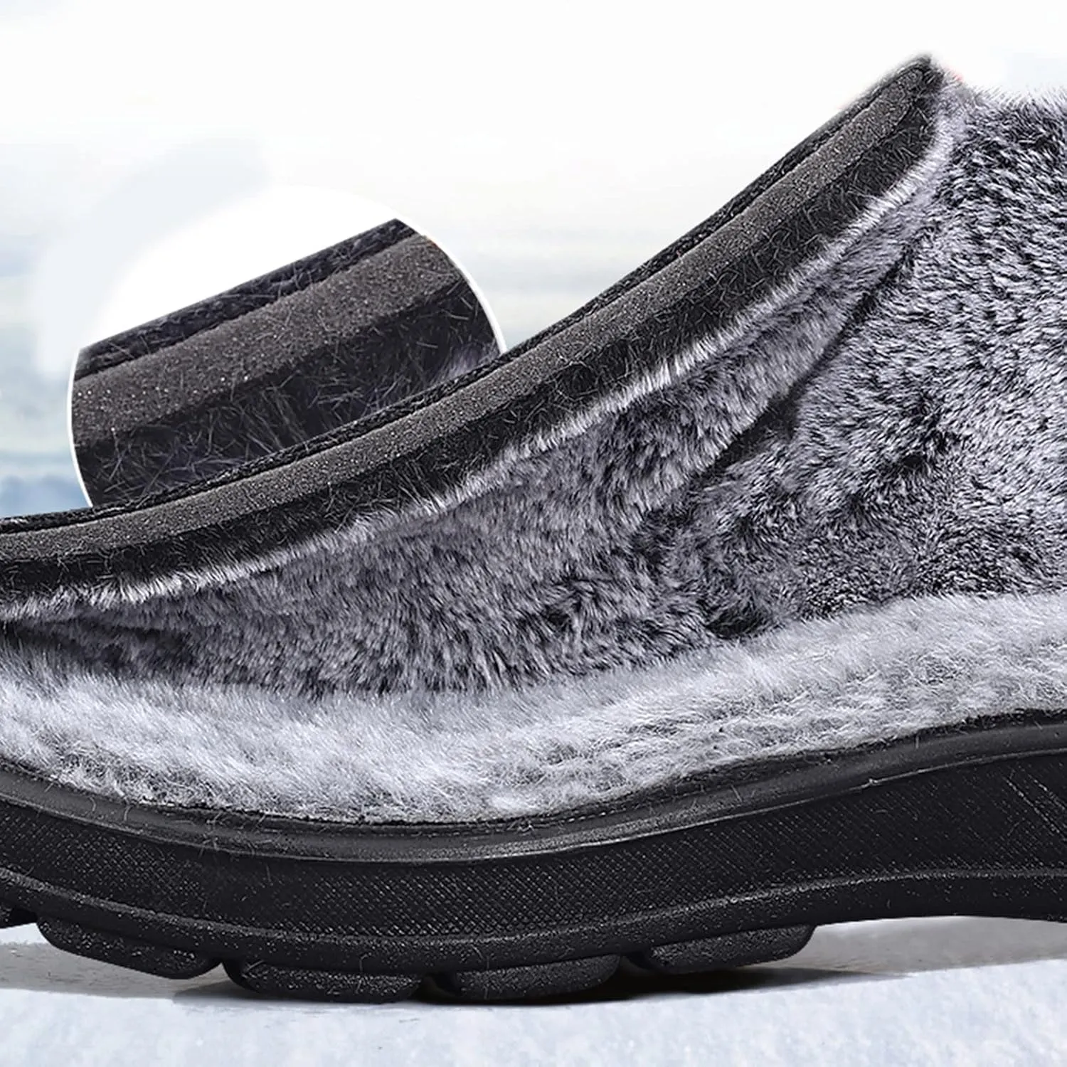 Fashionable Winter Men Snow Boots Thick Soled Non Slip Solid Color Simple Design Plush Warm High Top Slip On Rain Boot