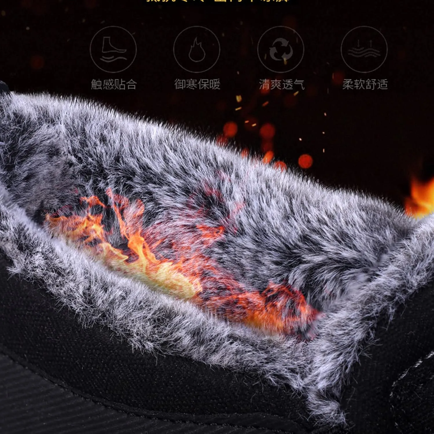 Fashionable Winter Men Snow Boots Thick Soled Non Slip Solid Color Simple Design Plush Warm High Top Slip On Rain Boot