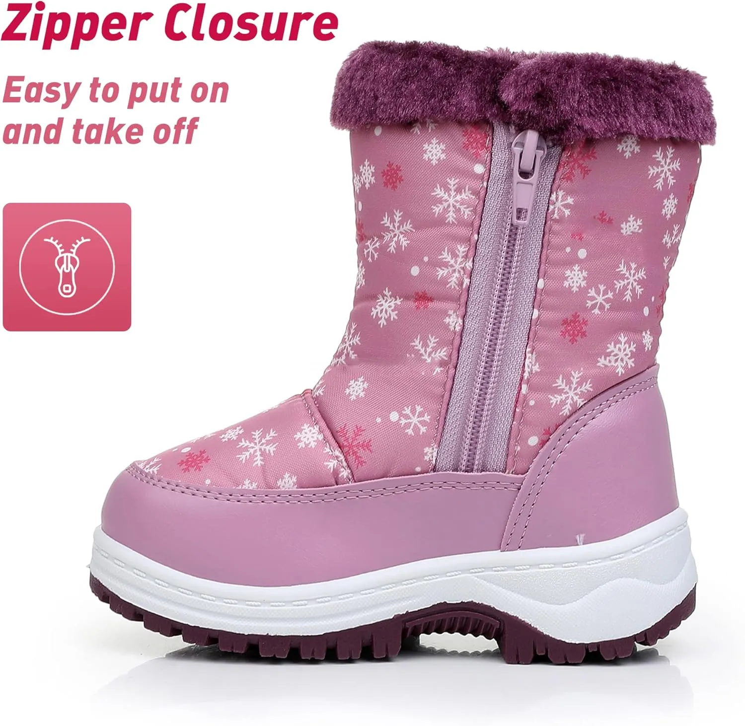 Felabo Kids Snow Boots for Boys Girls Water Resistant Insulated Winter Boots with Warm Fur Lining Slip Resistant Outdoor Shoes (Toddler/Little Kid)