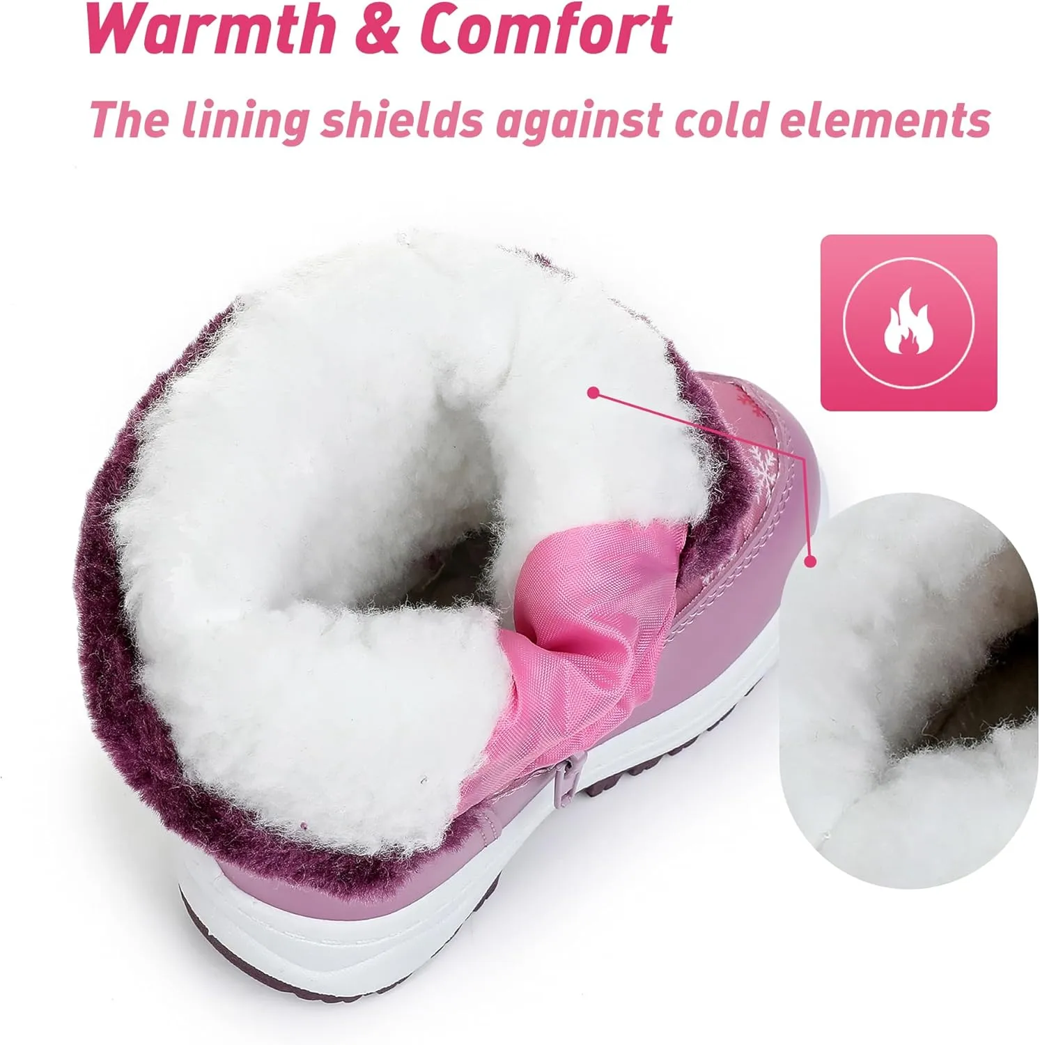 Felabo Kids Snow Boots for Boys Girls Water Resistant Insulated Winter Boots with Warm Fur Lining Slip Resistant Outdoor Shoes (Toddler/Little Kid)