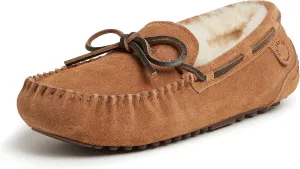 Fireside by Dearfoams Men's Victor Shearling Moccasin with Tie Slipper