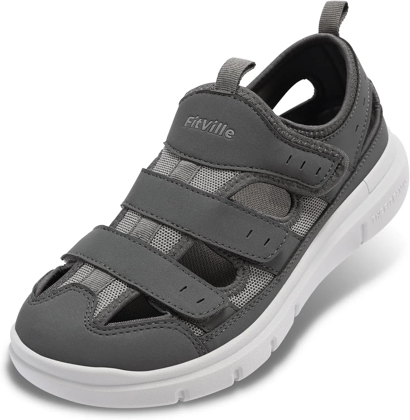 FitVille Diabetic Sandals for Men Extra Wide Width with Arch Support Plantar Fasciitis Sandals for Men with Fully Adjustable Straps Comfortable Mens Extra Wide Sandals Lightweight
