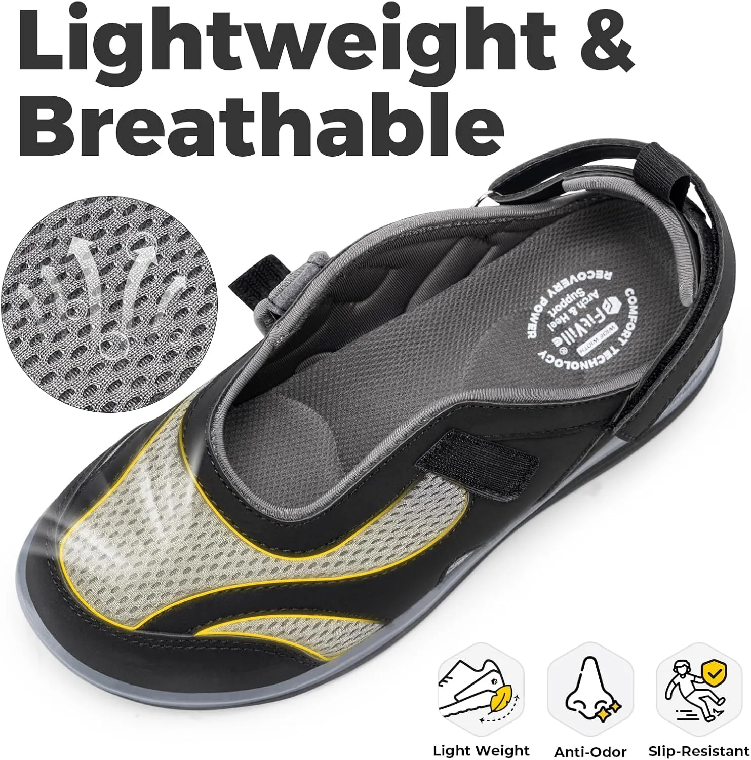FitVille Women's Diabetic Shoes Extra Wide Width Diabetic Sandals for Women, Diabetic Walking Shoes Adjustable Closure Arch Support Orthopedic Shoes for Swollen Feet Plantar Fasciitis