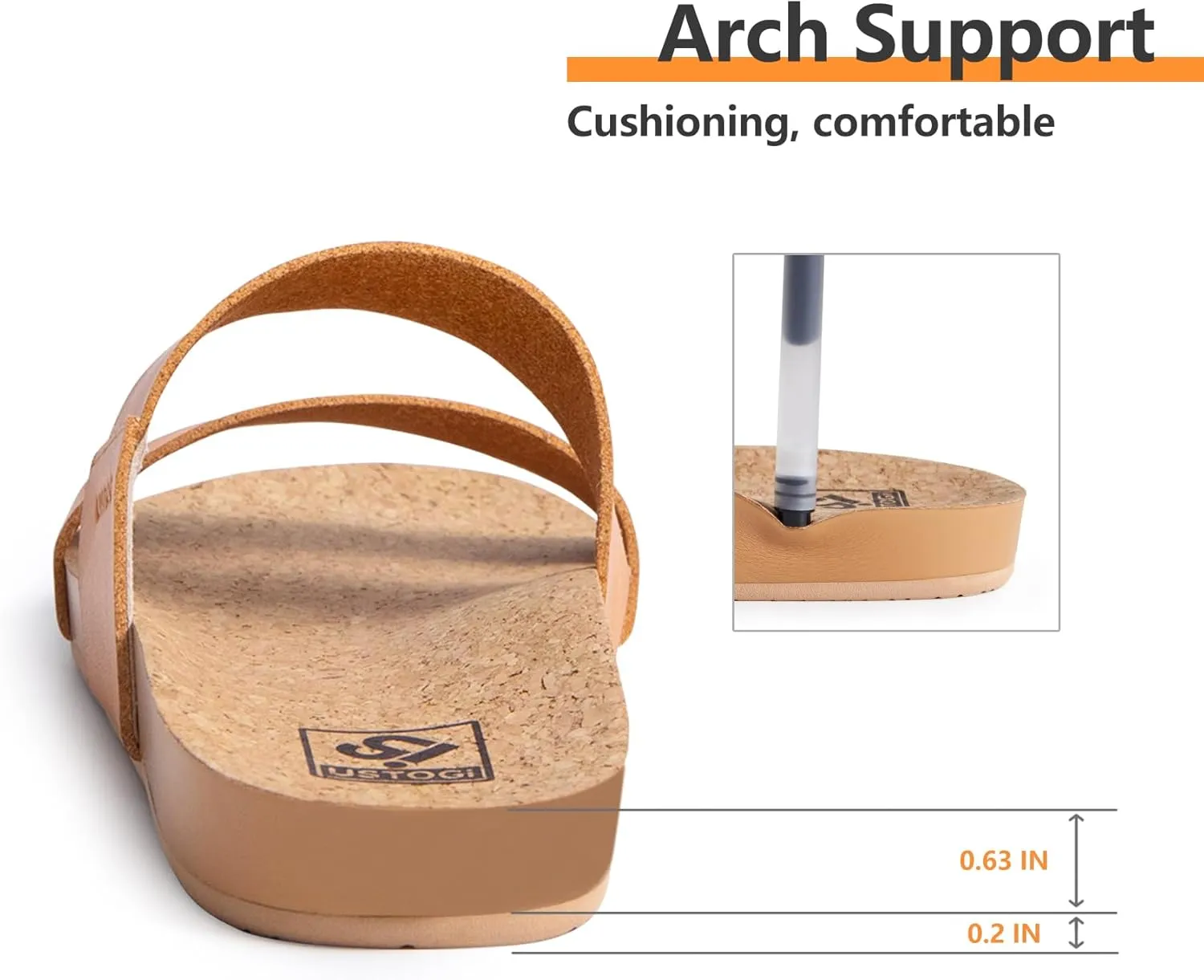 Flatform Platform Sandals Women Arch Support Beach Slides Orthotic Summer Causal Cork Footbed Adjustable Lightweight Thick Sole Comfortable Fashion Slip on Cushion Cute 2 Strap