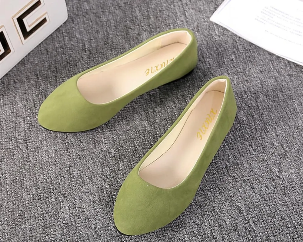 Flats Women's Shoes Pointed Toe Faux Suede Flat Walking Shoes Ladies Casual Flats Comfortable Soft-Soled Slip On Loafers Low Heels Ballet Flats Classic Dressy Shoes Office Work Party